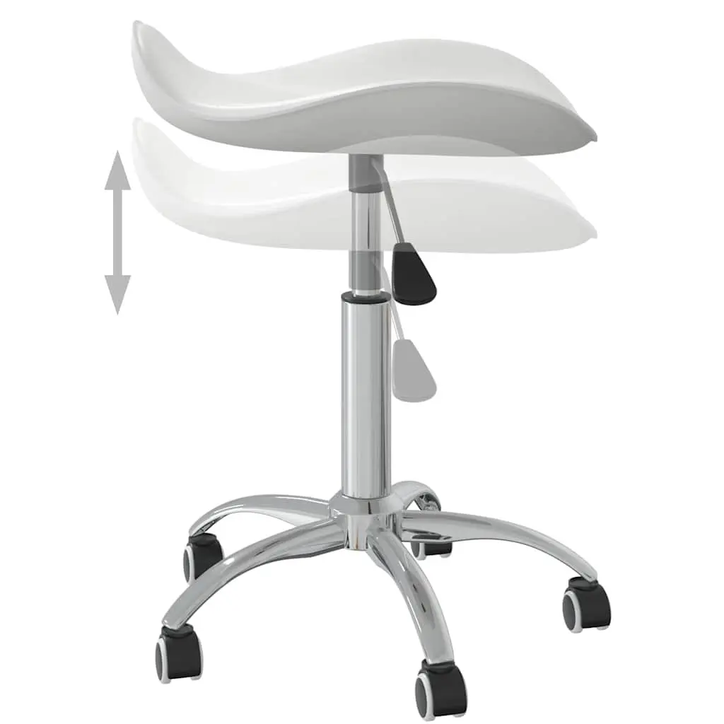 Height Adjustable Rolling Swivel Stool White Faux Leather for Salon and Spa Use