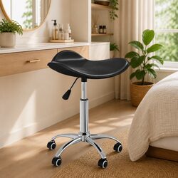 Black Salon Stool with Easy Mobility