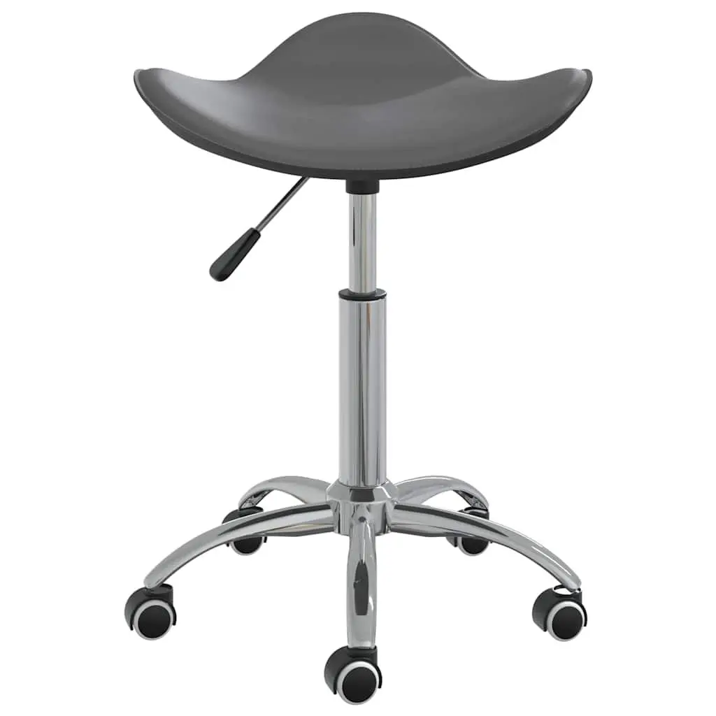 Salon Spa Stool Grey Height Adjustable Swivel 360 Degree with Wheels Faux Leather