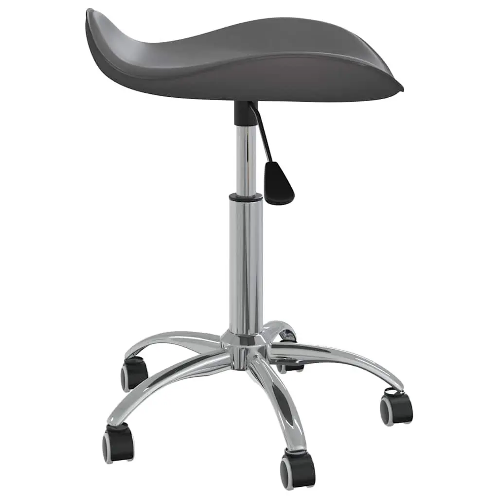 Salon Spa Stool Grey Height Adjustable Swivel 360 Degree with Wheels Faux Leather