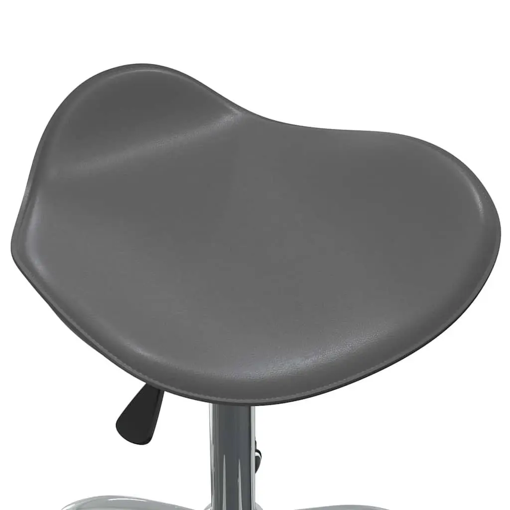 Salon Spa Stool Grey Height Adjustable Swivel 360 Degree with Wheels Faux Leather