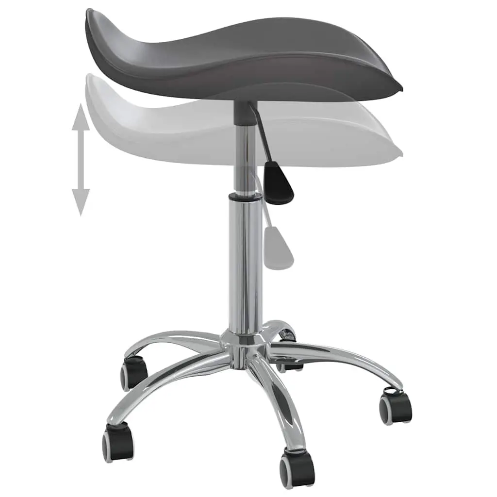 Salon Spa Stool Grey Height Adjustable Swivel 360 Degree with Wheels Faux Leather