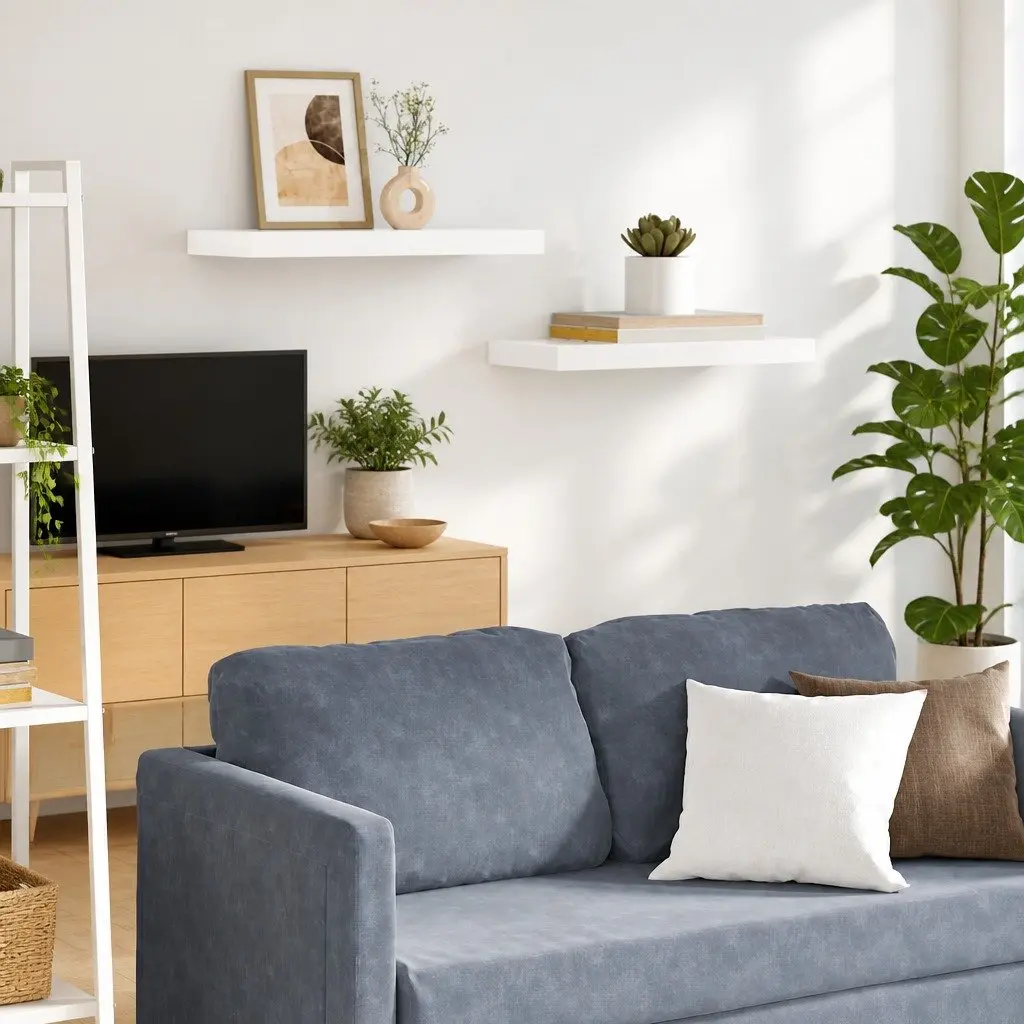 Floating Wall Shelves High Gloss White 50 x 23.5 x 3.8 cm Invisible Mounting System