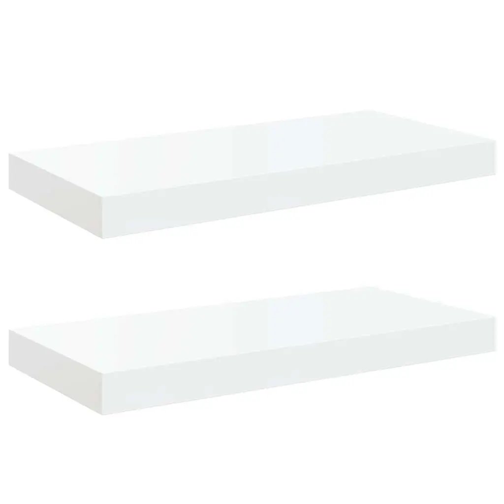Floating Wall Shelves High Gloss White 50 x 23.5 x 3.8 cm Invisible Mounting System