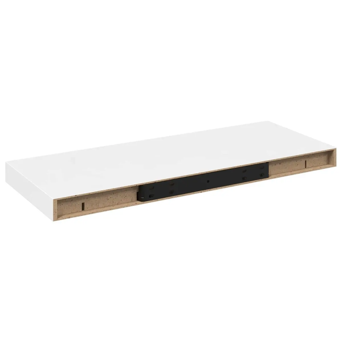 Floating Wall Shelf White High Gloss Invisible Mounting System Home Decor 60 x 23.5 x 3.8 cm