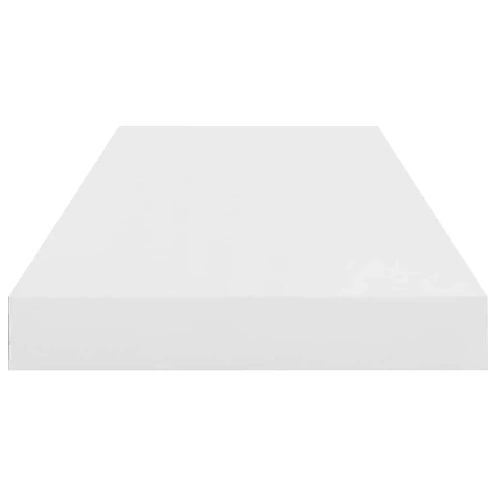 Floating Wall Shelf White High Gloss Invisible Mounting System Home Decor 60 x 23.5 x 3.8 cm
