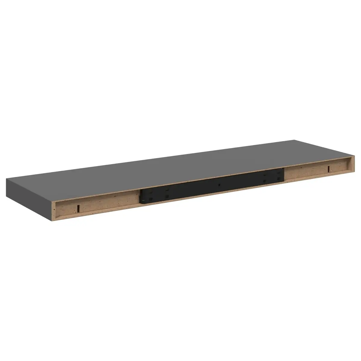 Floating Wall Shelves High Gloss Grey 2 Piece Invisible Mounting System Display Shelf Storage Home Decor