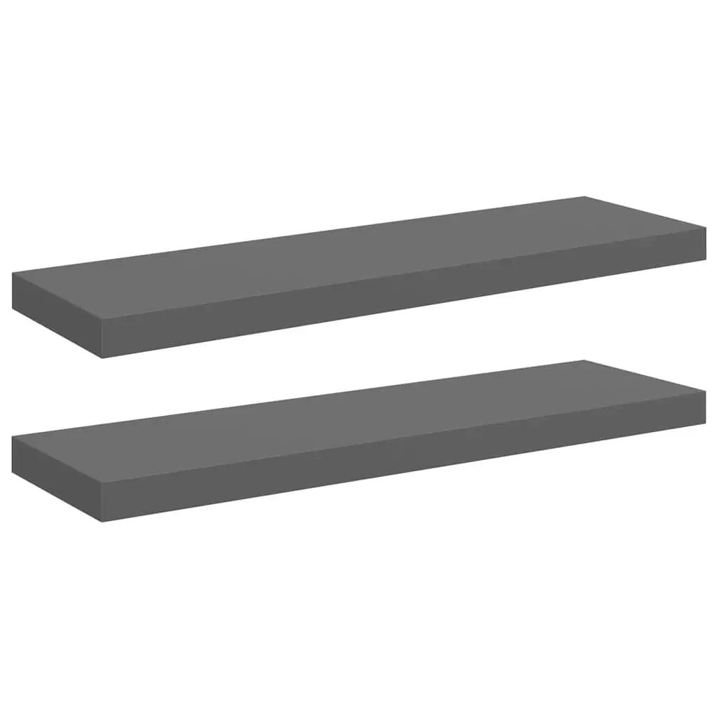 Floating Wall Shelves High Gloss Grey 2 Piece Invisible Mounting System Display Shelf Storage Home Decor
