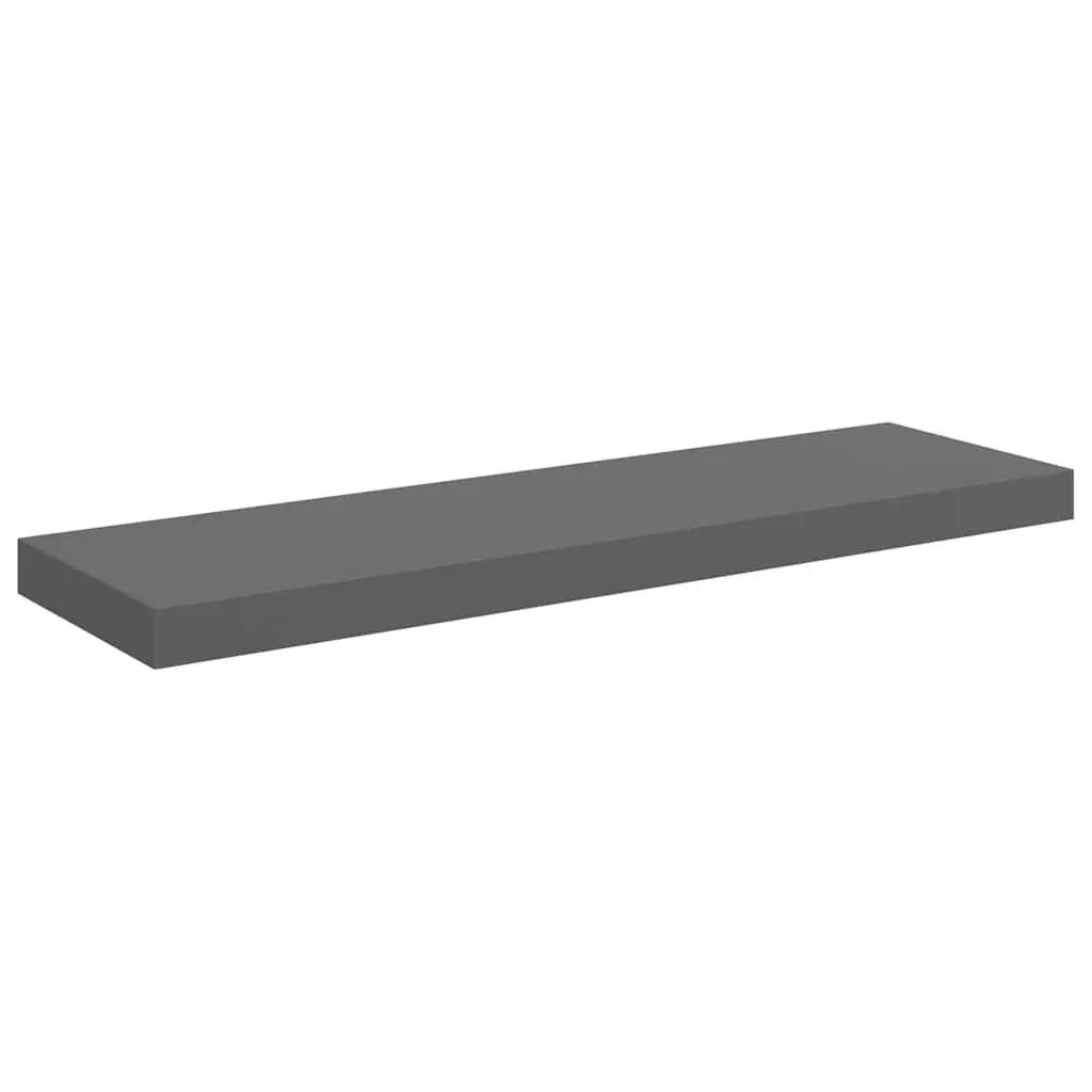 Floating Wall Shelves High Gloss Grey 2 Piece Invisible Mounting System Display Shelf Storage Home Decor