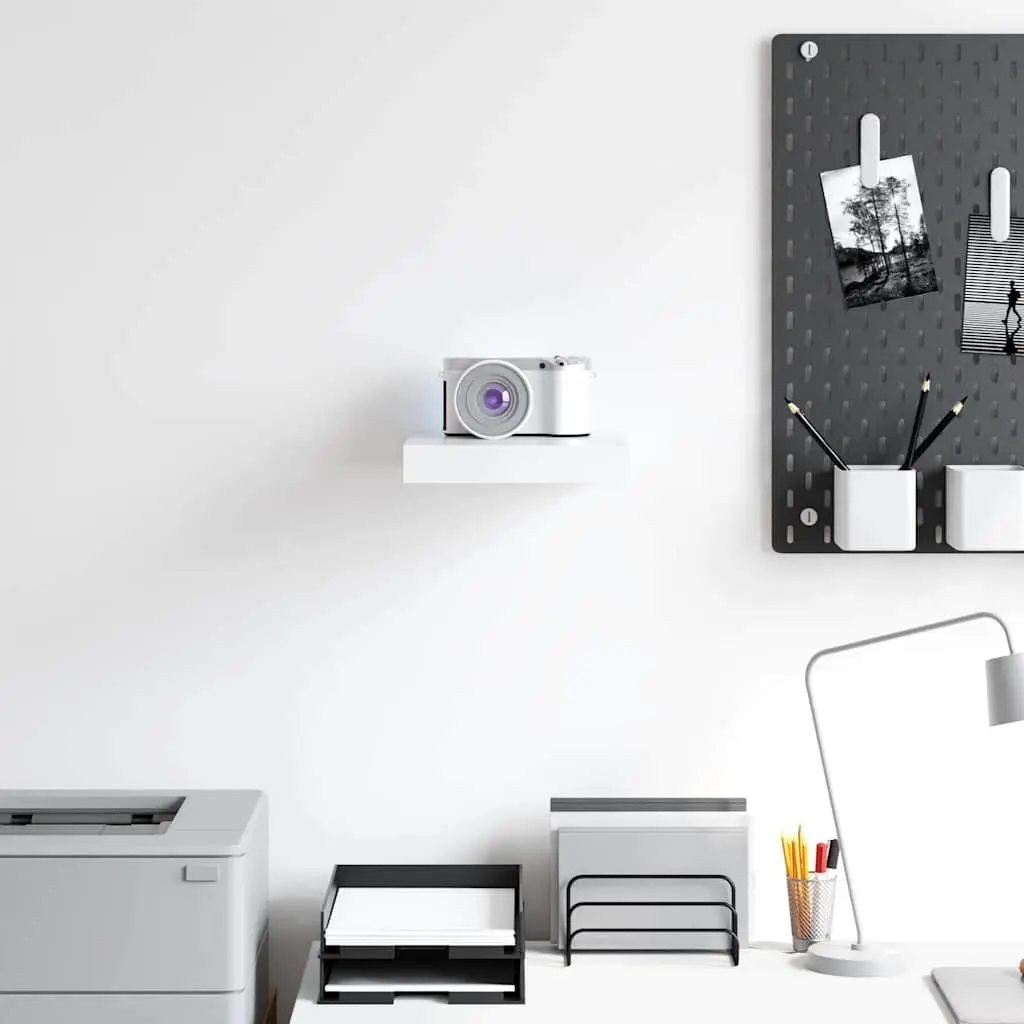 Wall Shelf White 23 x 23.5 x 3.8 cm Invisible Mount Honeycomb MDF Frame