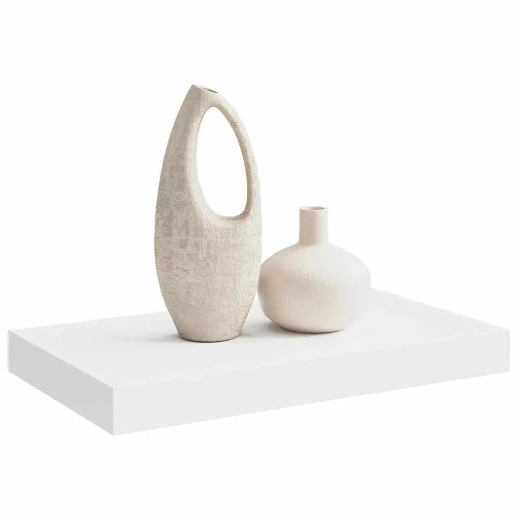 Floating Wall Shelf White 40x23.5cm Invisible Mounting System Modern Home Storage Organizer