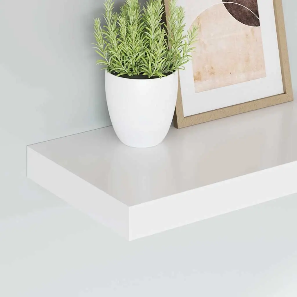 Floating Wall Shelf White 40x23.5cm Invisible Mounting System Modern Home Storage Organizer