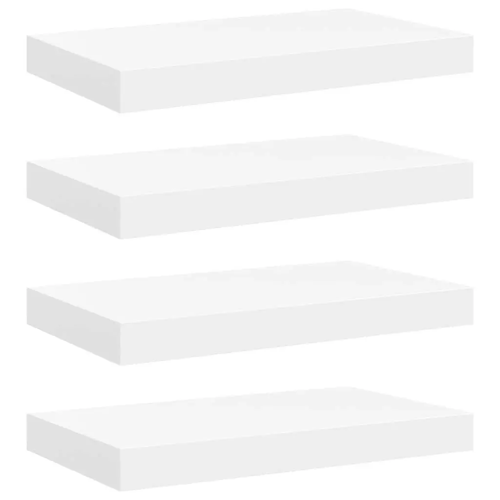 Floating Wall Shelves White 4 Piece Invisible Mounting System Display Storage