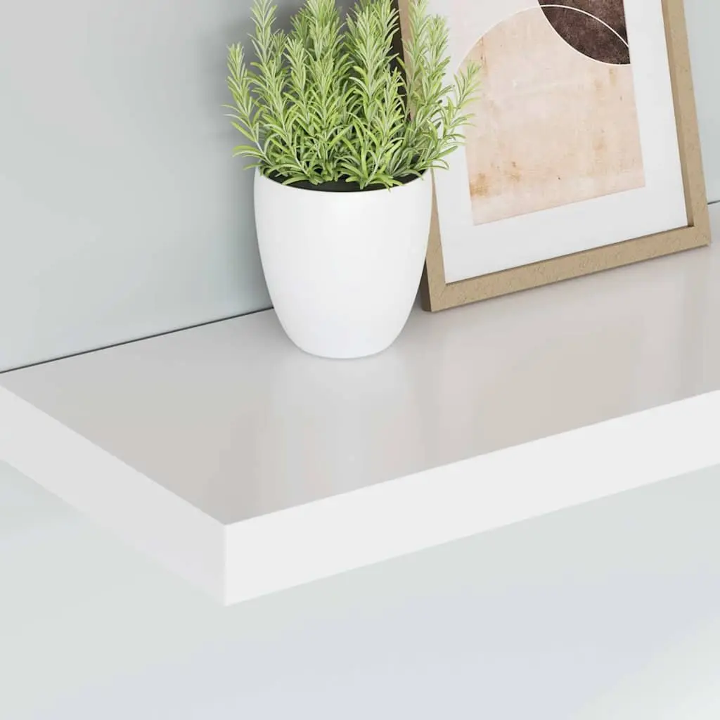 Floating Wall Shelves White 4 Piece Set Invisible Mounting System Home Storage Organizer