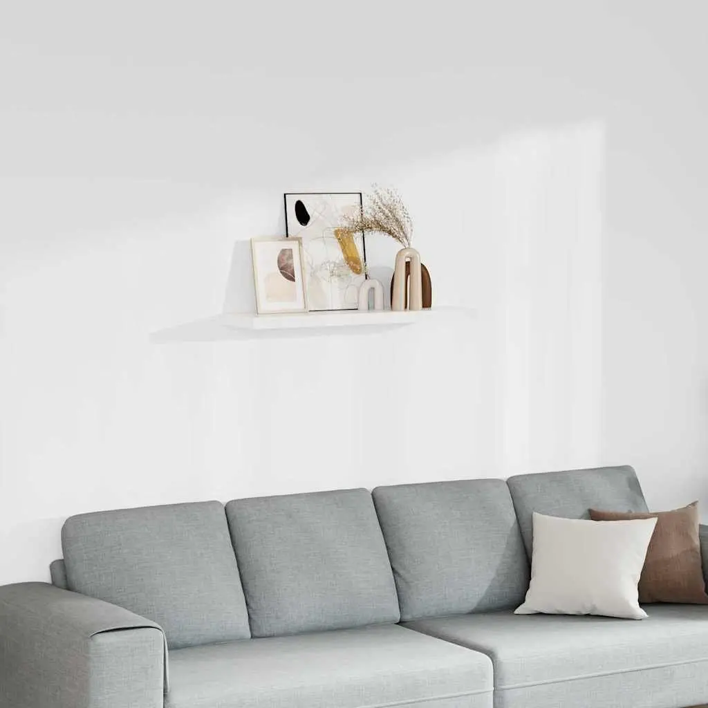 Floating Wall Shelf White 90 x 23.5 x 3.8 cm Invisible Mounting System Home Decor Organizer