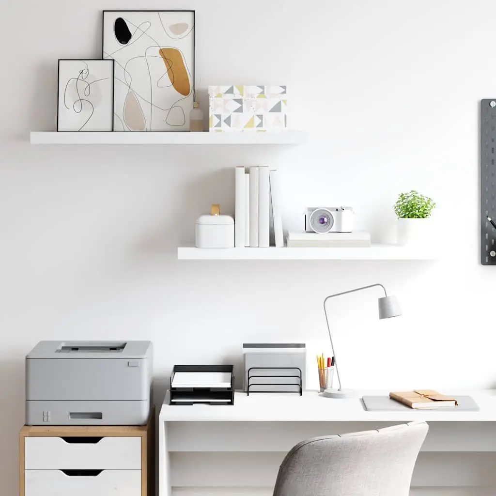 Floating Wall Shelves White 90 x 23.5 x 3.8 cm Invisible Mounting System Display Rack