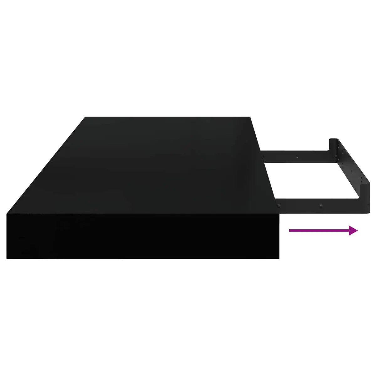 Floating Wall Shelves Black 60x23.5x3.8cm Invisible Mounting System 2 Pieces Home Decor
