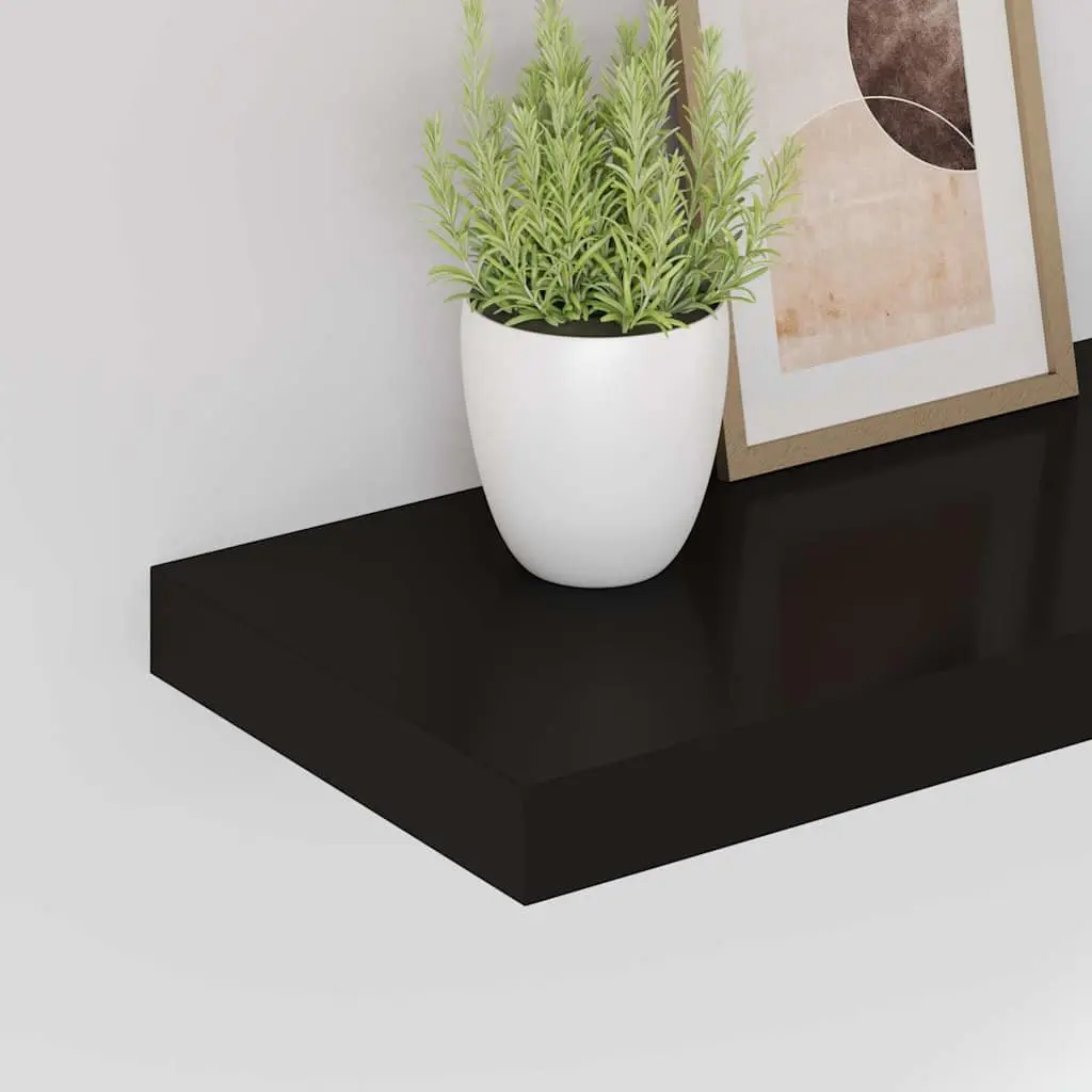 Floating Wall Shelves Black 60x23.5x3.8cm Invisible Mounting System 2 Pieces Home Decor