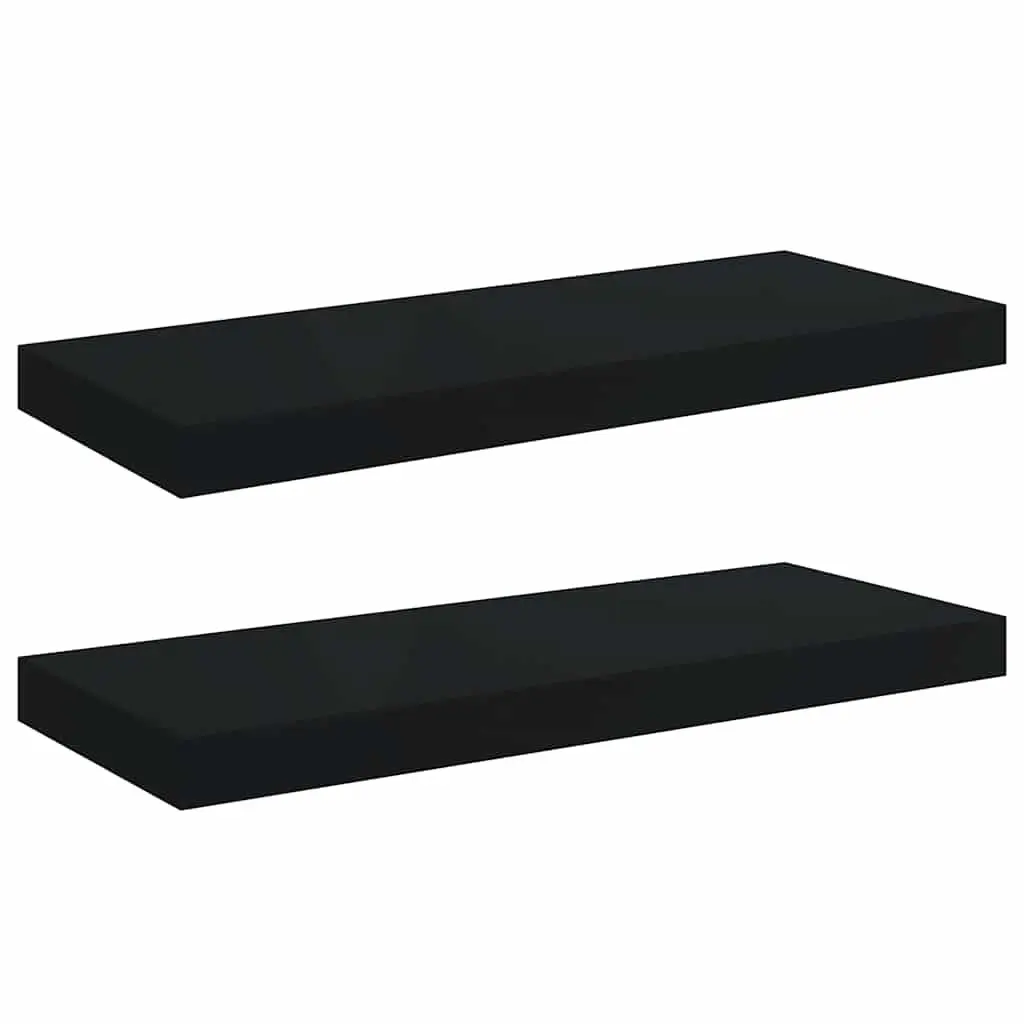 Floating Wall Shelves Black 60x23.5x3.8cm Invisible Mounting System 2 Pieces Home Decor