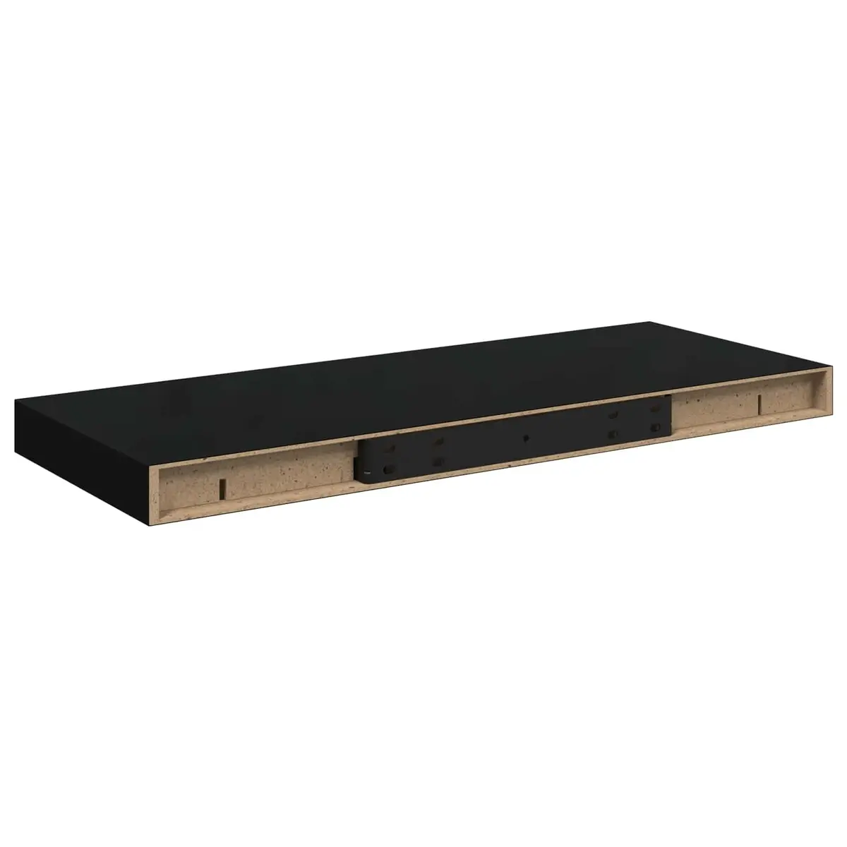 Floating Wall Shelves Black 4 Piece MDF Storage Rack Invisible Mounting System Home Decor Organizer