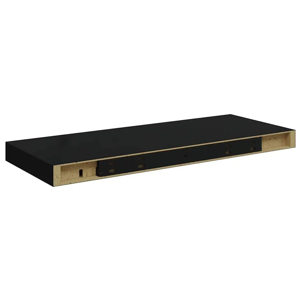 Floating Wall Shelves Black 4 Piece MDF Storage Rack Invisible Mounting System Home Decor Organizer