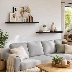 Black Floating Shelves for Displaying Decor