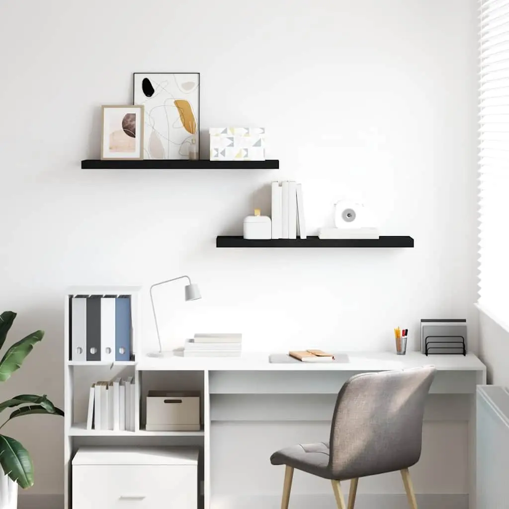 Floating Wall Shelves Black 90x23.5x3.8 cm Invisible Mounting System Display Storage