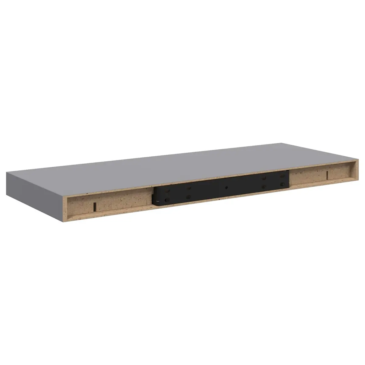Floating Wall Shelf Grey 60 x 23.5 x 3.8 cm Invisible Mounting System Home Decor Organizer