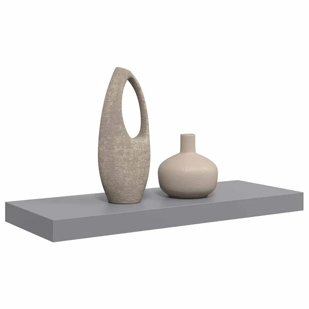 Floating Wall Shelf Grey 60 x 23.5 x 3.8 cm Invisible Mounting System Home Decor Organizer