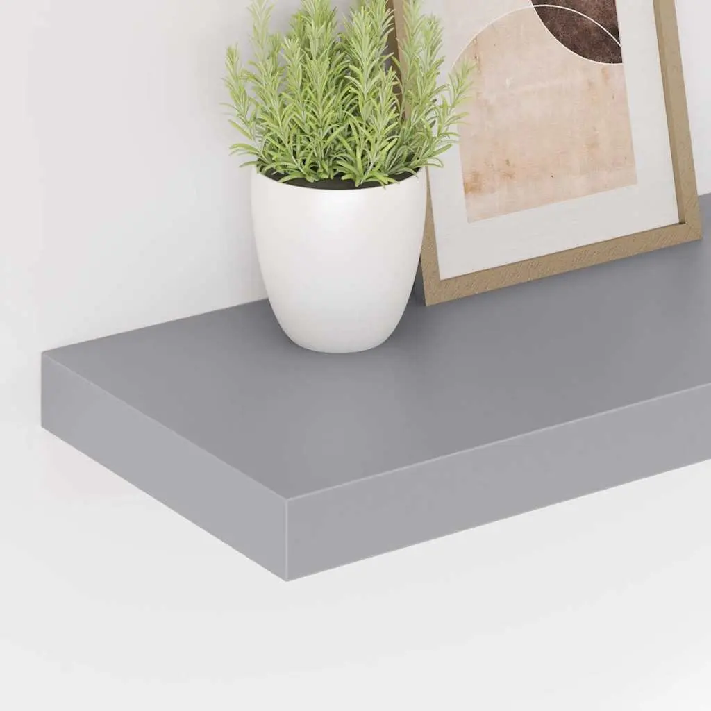 Floating Wall Shelf Grey 60 x 23.5 x 3.8 cm Invisible Mounting System Home Decor Organizer