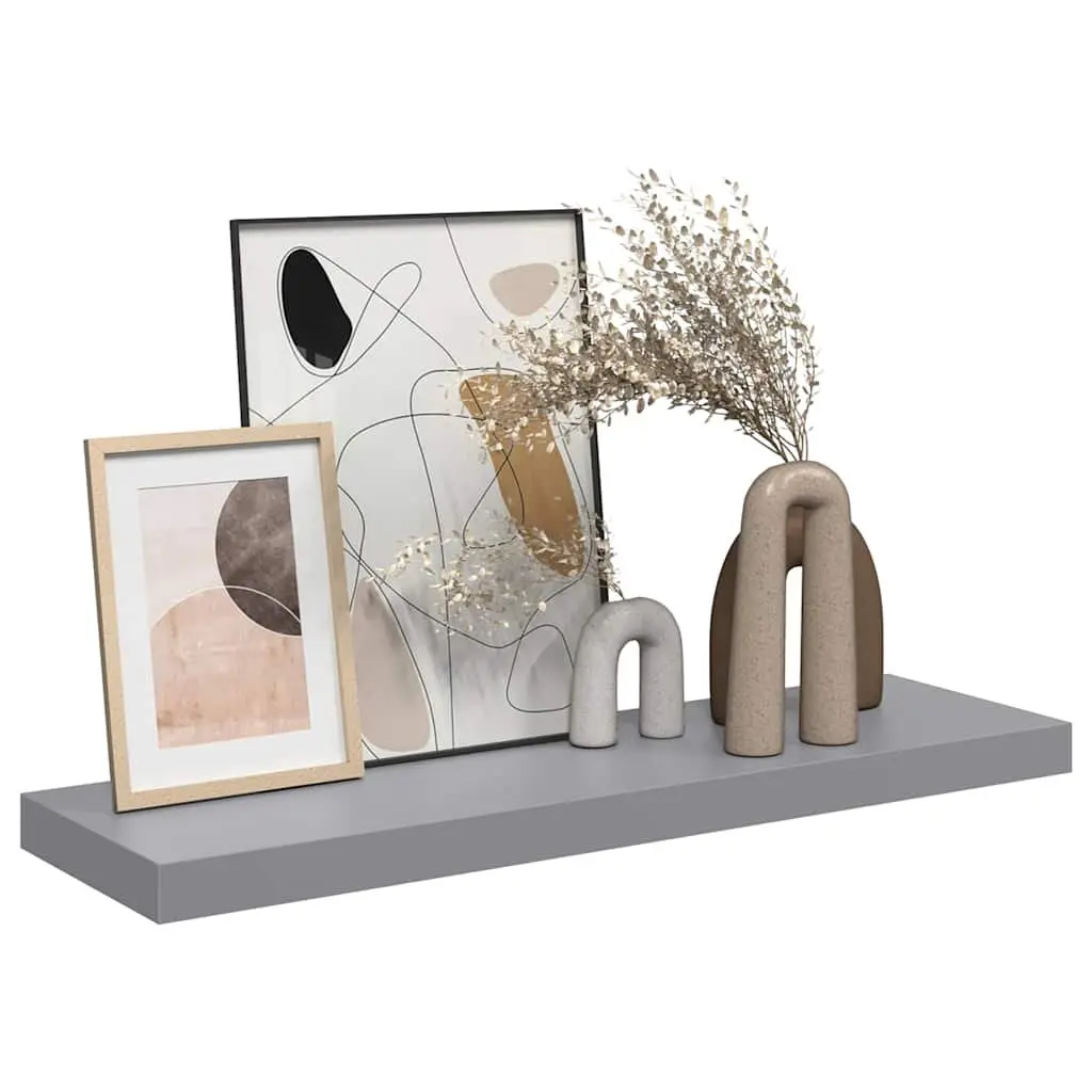 Floating Wall Shelf Grey 80 x 23.5 x 3.8 cm Invisible Mounting System Sturdy Construction