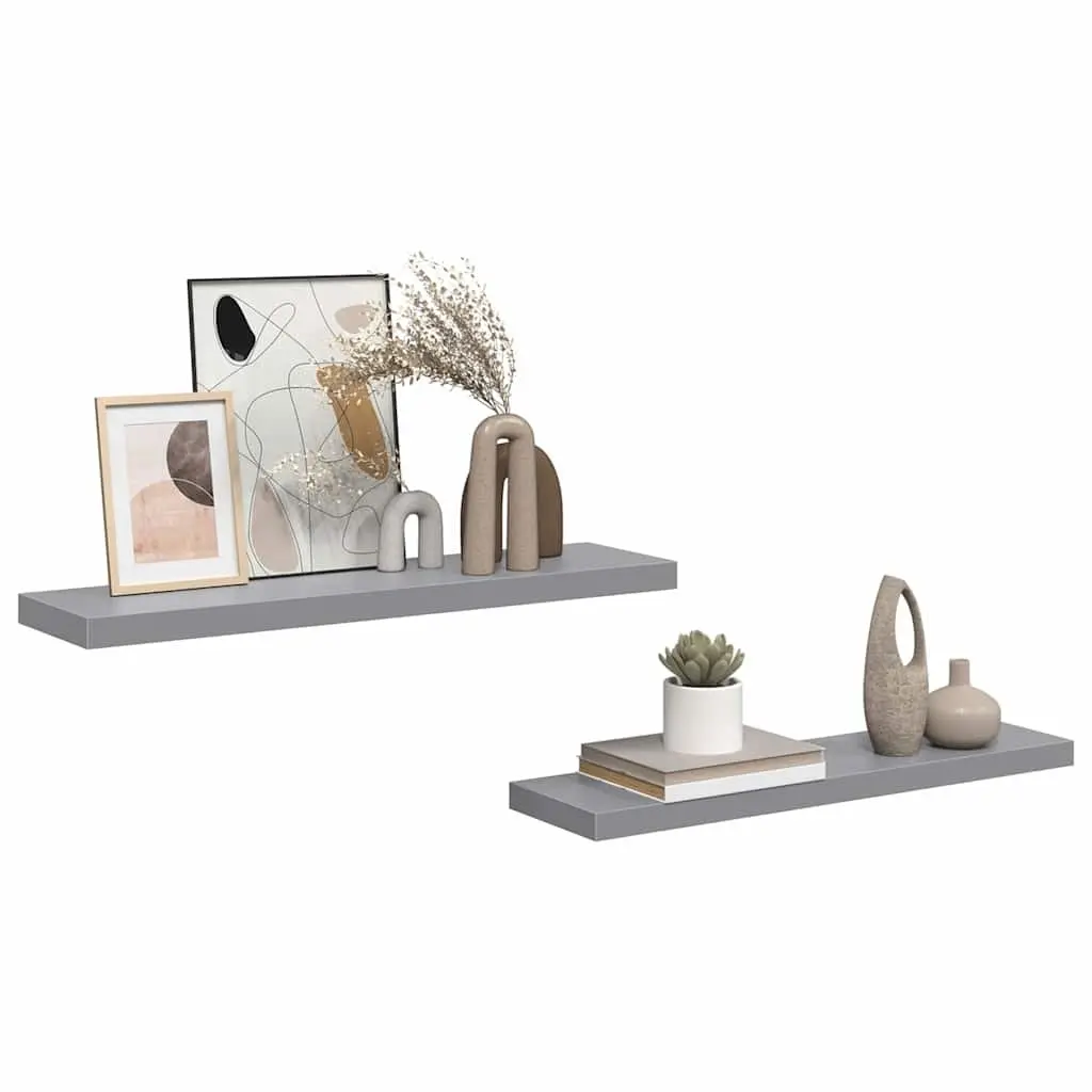 Floating Wall Shelves Grey 90 x 23.5 x 3.8 cm Invisible Mounting System Display Ledge Storage Organizer