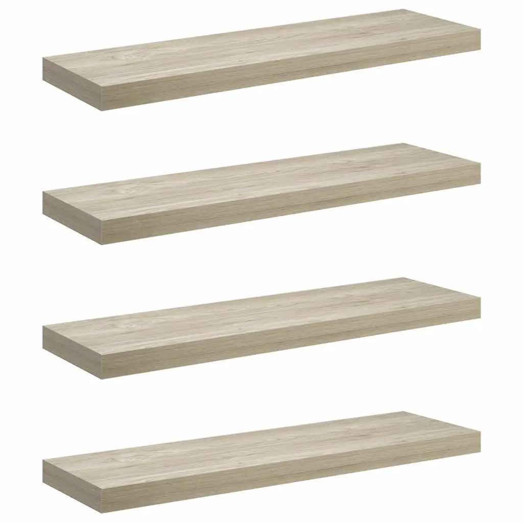 Floating Wall Shelves Brown 4 Piece Set Invisible Mounting Honeycomb MDF and Metal Frame
