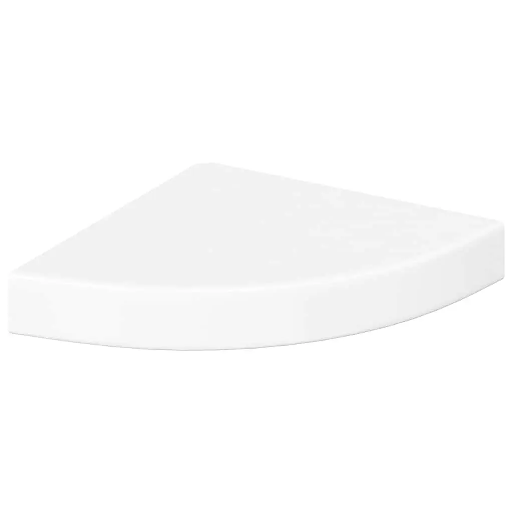 Floating Corner Wall Shelf White High Gloss Display Storage Ledge Home Decor
