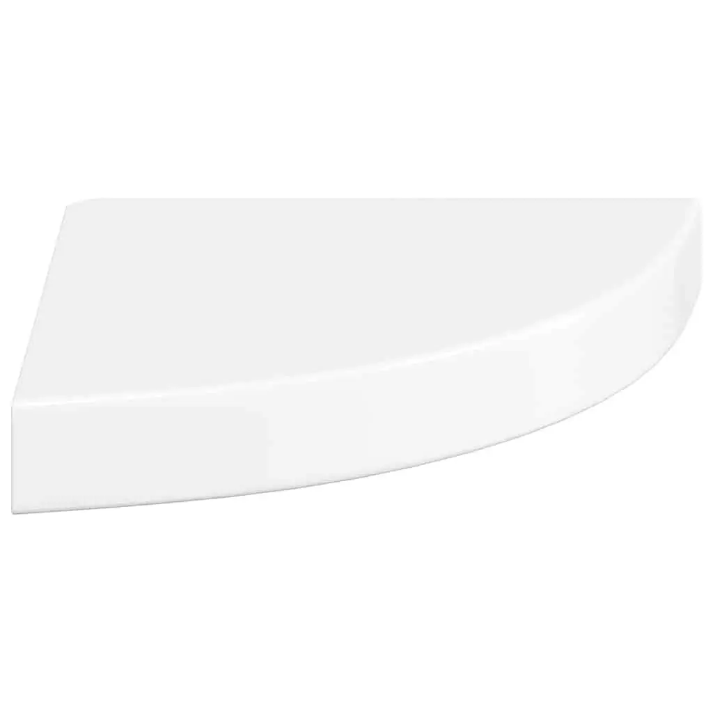 Floating Corner Wall Shelf White High Gloss Display Storage Ledge Home Decor