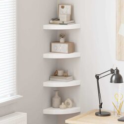 Compact Floating Corner Shelves - Set of 4 for Display