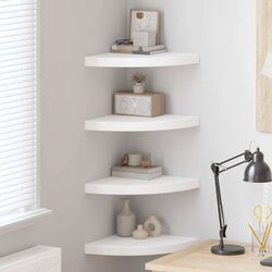 Concise Floating Corner Shelves - 4 White Pieces