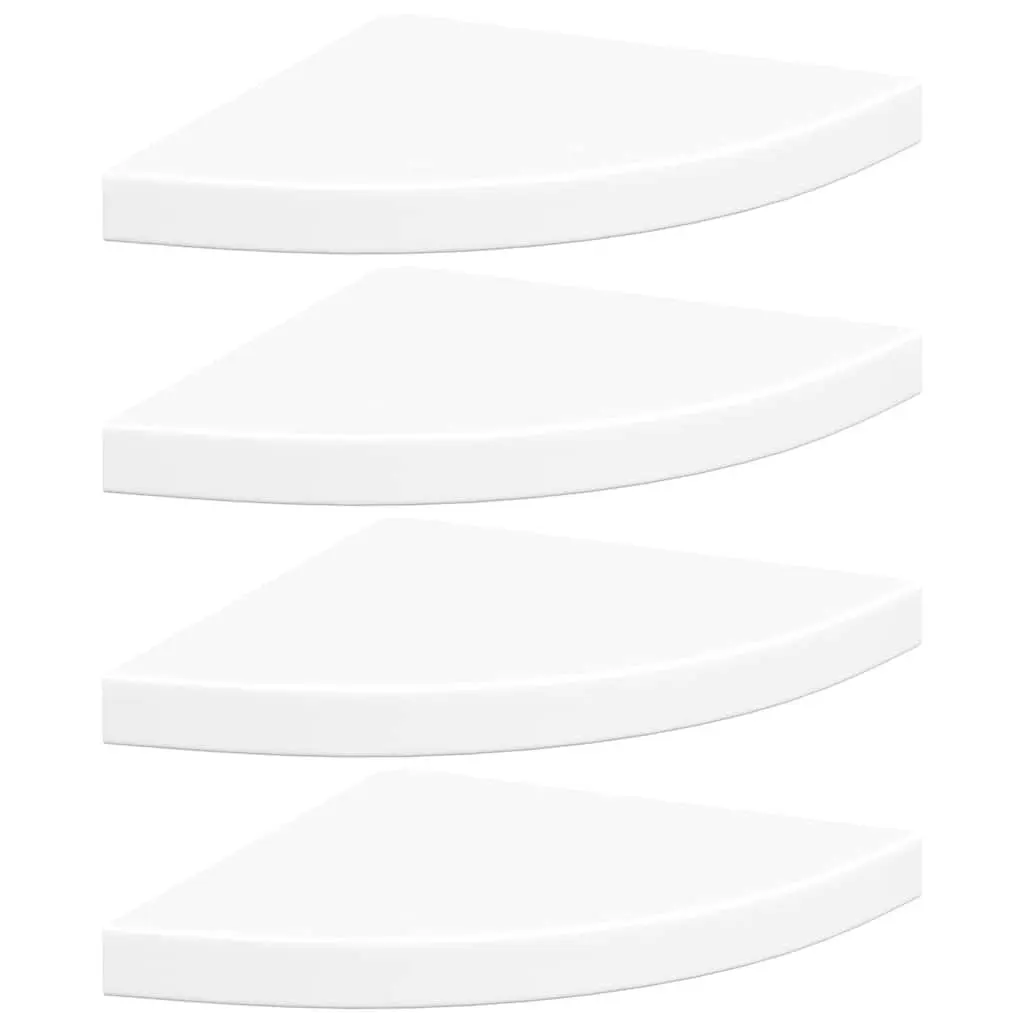 Floating Corner Shelves White 35x35x3.8 cm Invisible Mounting System 4 Piece