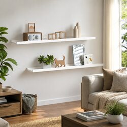 Wall Shelves Ledges 2pcs White Floating Picture Frame Display Storage Shelving