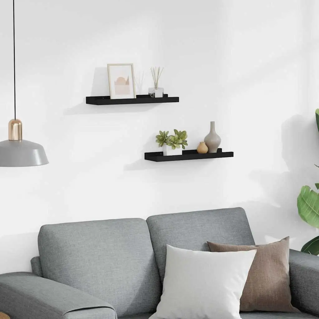Wall Mounted Picture Ledge Shelves Black 40x9x3cm Floating Display Shelf 2 Piece