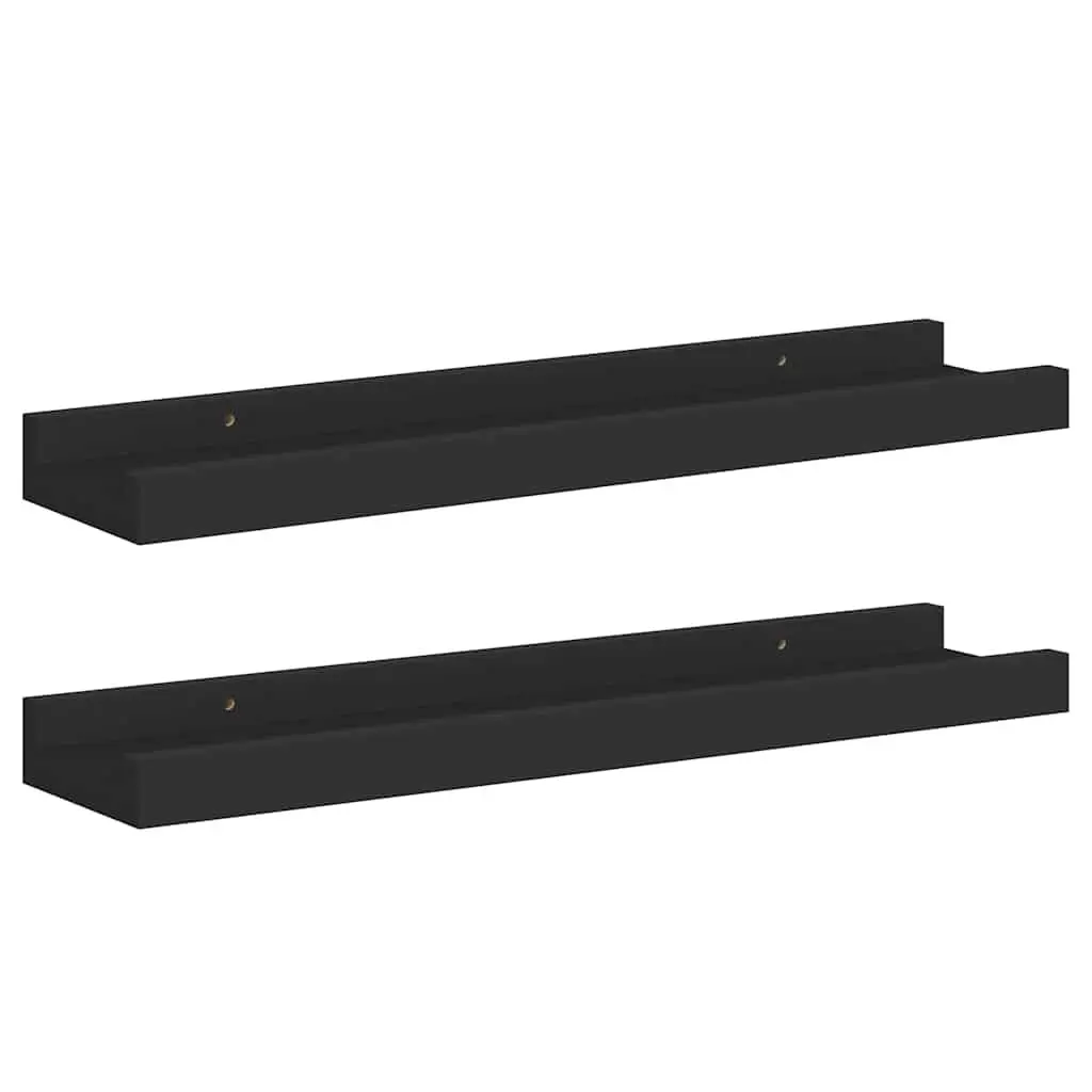 Wall Mounted Picture Ledge Shelves Black 40x9x3cm Floating Display Shelf 2 Piece