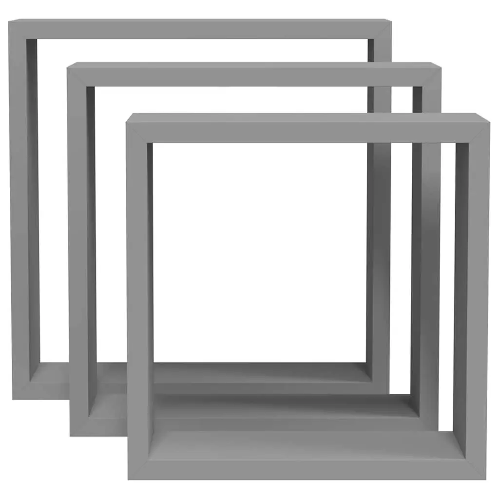 Wall Cube Shelves Grey 3 Piece Storage Organiser Display Floating Corner Unit