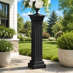 Classic Square Pillar Plant Stand Black MDF Flower Pot Display Pedestal Stand