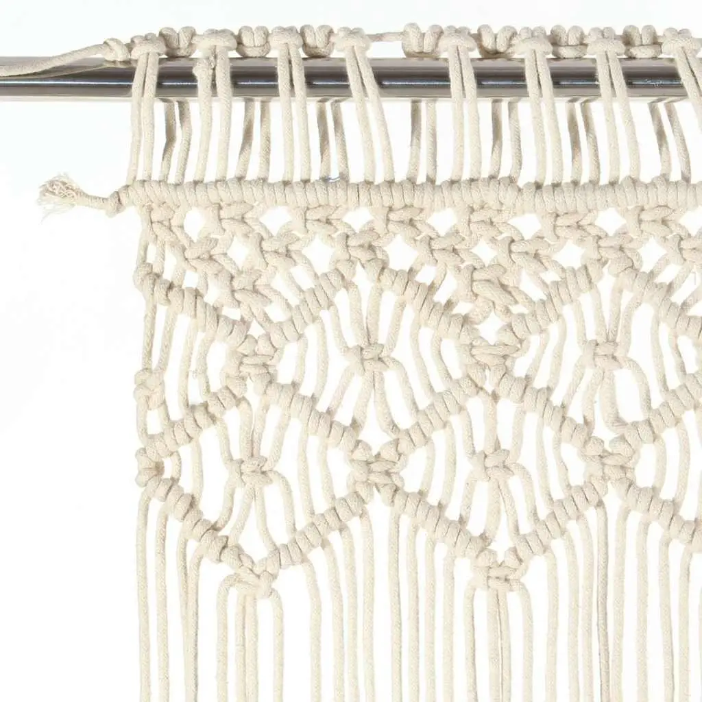 Macrame Curtain Cream 140x240 cm Cotton Decorative String Pattern Tunnel Top Room Divider