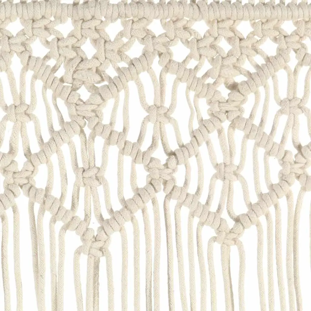 Macrame Curtain Cream 140x240 cm Cotton Decorative String Pattern Tunnel Top Room Divider