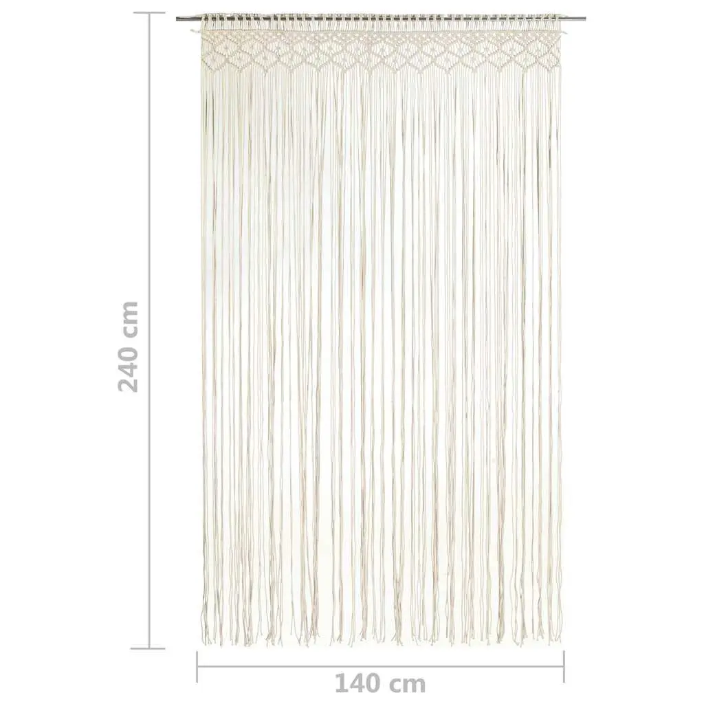 Macrame Curtain Cream 140x240 cm Cotton Decorative String Pattern Tunnel Top Room Divider