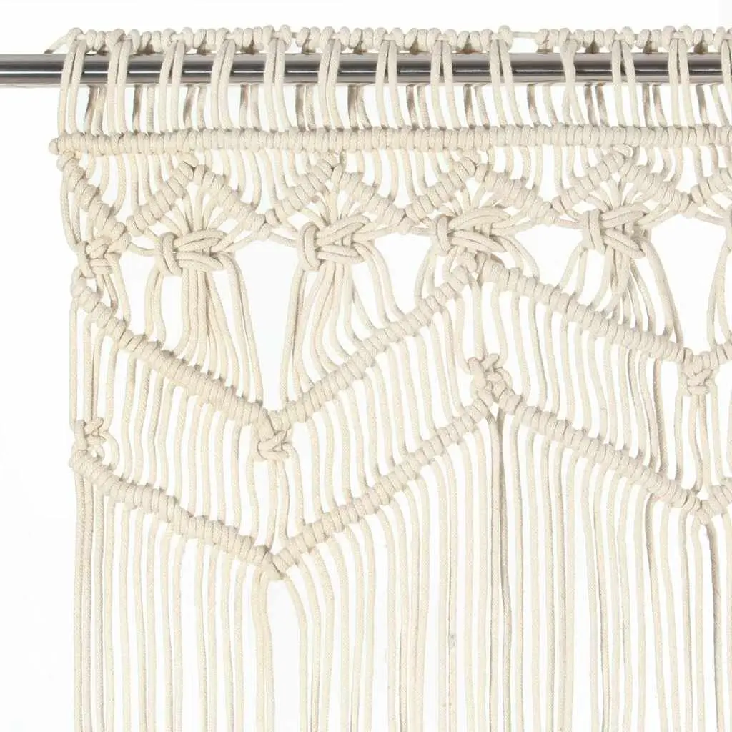 Macrame String Curtain 140x240 cm Cotton Cream Door Window Room Divider Decal