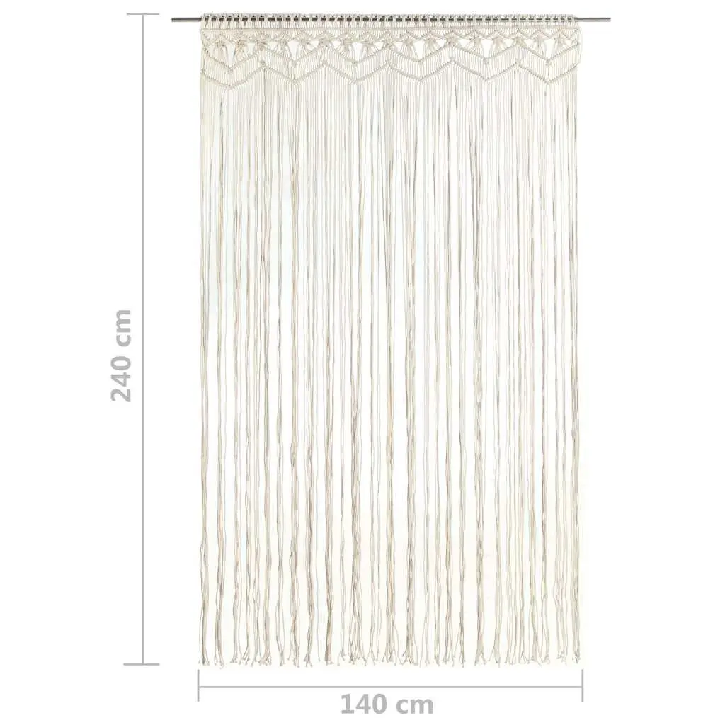 Macrame String Curtain 140x240 cm Cotton Cream Door Window Room Divider Decal