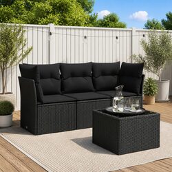 4-Piece Garden Sofa Set with Cushions
