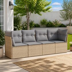 4-Piece Beige Garden Sofa Set - Modular Design